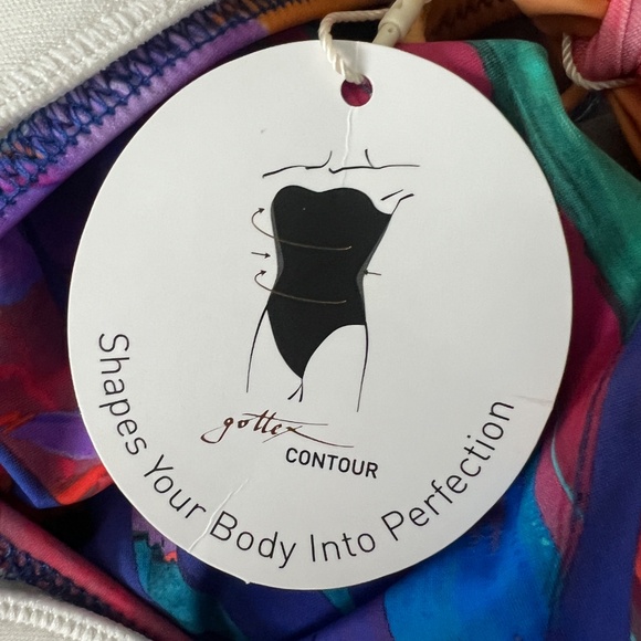 NWT! Gottex Contour One-Piece Swimsuit Multicolor Halter Size 8 - Picture 3 of 3